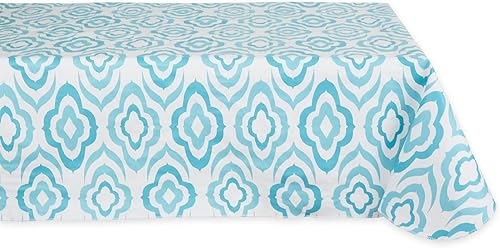 DII Colección de mesa de vinilo para interiores y exteriores, con reverso de franela, mantel para interiores y exteriores, rectangular, 60x102, Ikat