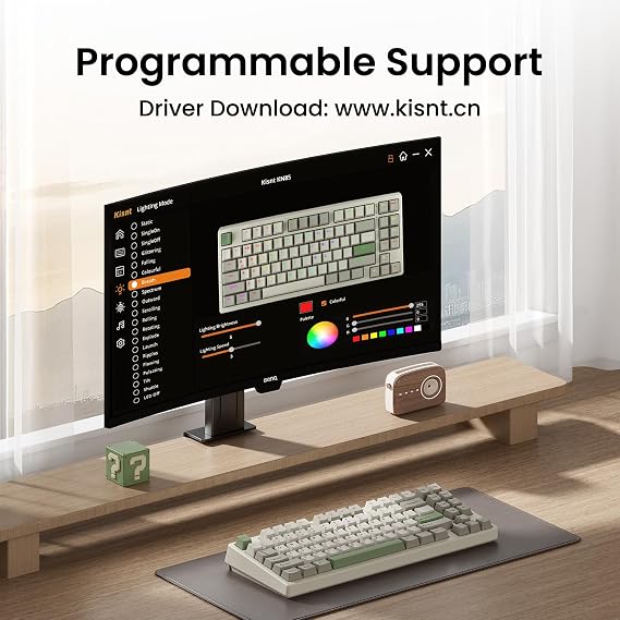 Kisnt KN85 Wireless Mechanical Keyboard, 75% Layout, Bluetooth/2.4GHz/USB-C, Custom RGB Backlit, Hot-Swappable Linear Switch, Creamy Sound for Gaming/Typing (Industrial Gray)