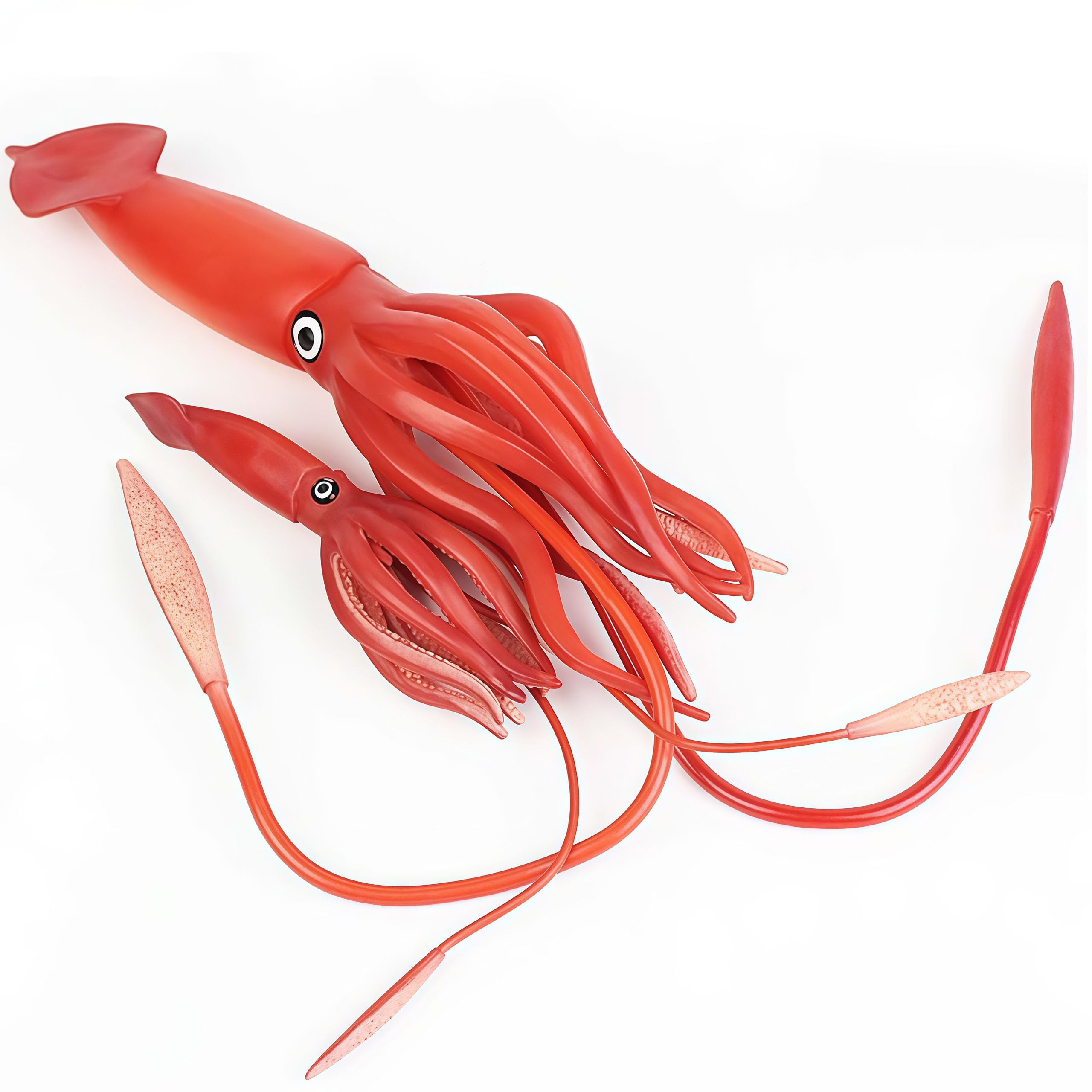 gemini&genius Marine Animals World Toys Realistic Hand Painted Squid and Cub Set Ocean Action Figures Beach, Bath, Swimming Toys for Kids Role Play and Cake Topper