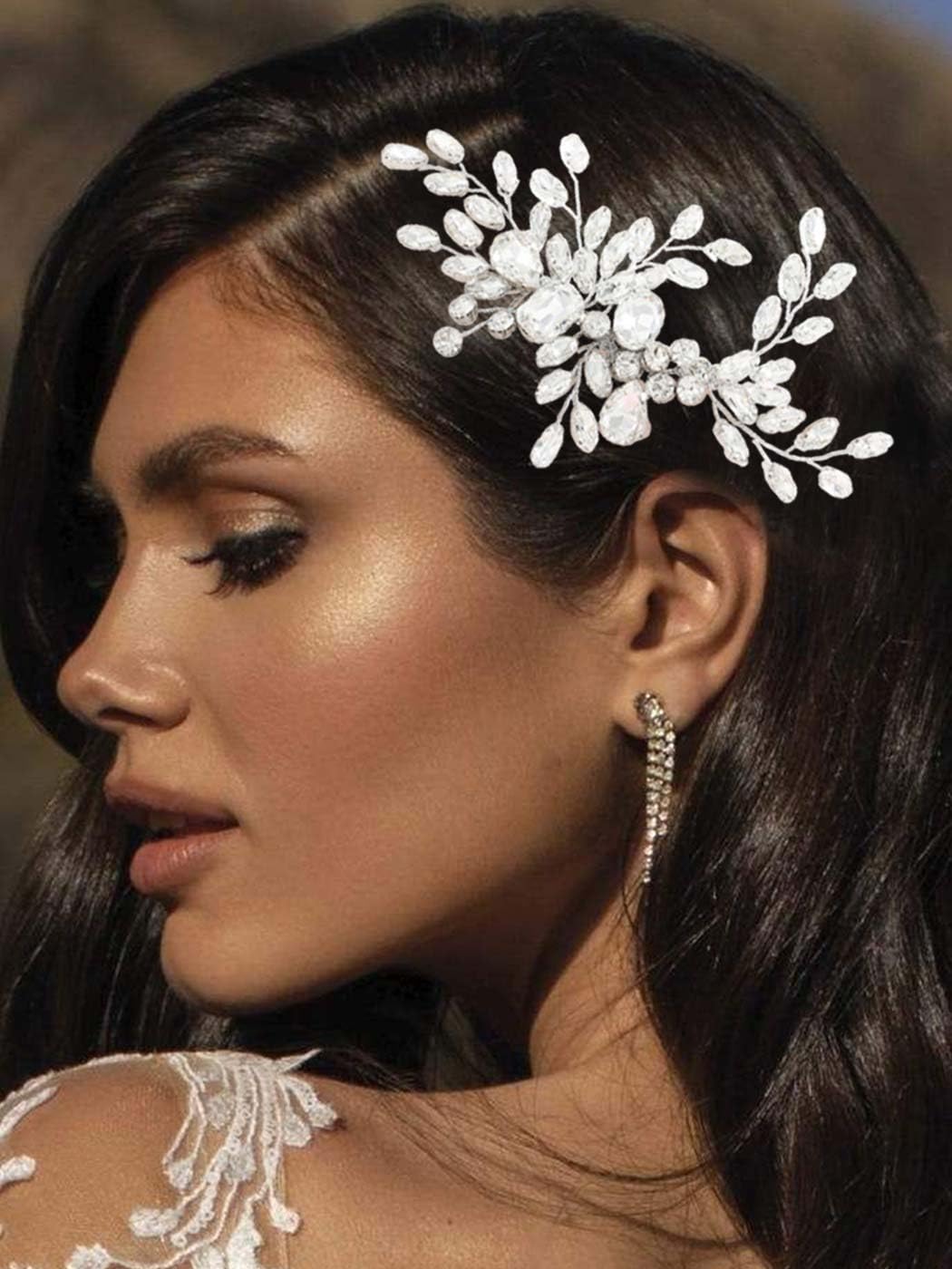 Catery Crystal Bridal Hair Comb Wedding Hair Pieces Rhinestone Hair Accessories for Brides (Silver) silver 5 Inch
