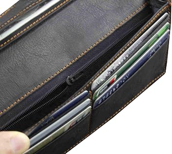vogueteen Biker Rockstar Concho Men's Card Money Long Black Real Letter Wallet with Chain, Black, One Size, Casual