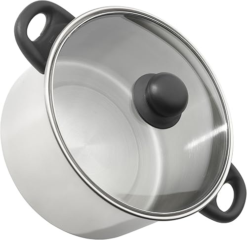 Miniatura 3 de GoodCook Basics - Horno holandés de acero inoxidable con tapa de vidrio, 5 cuartos de galón