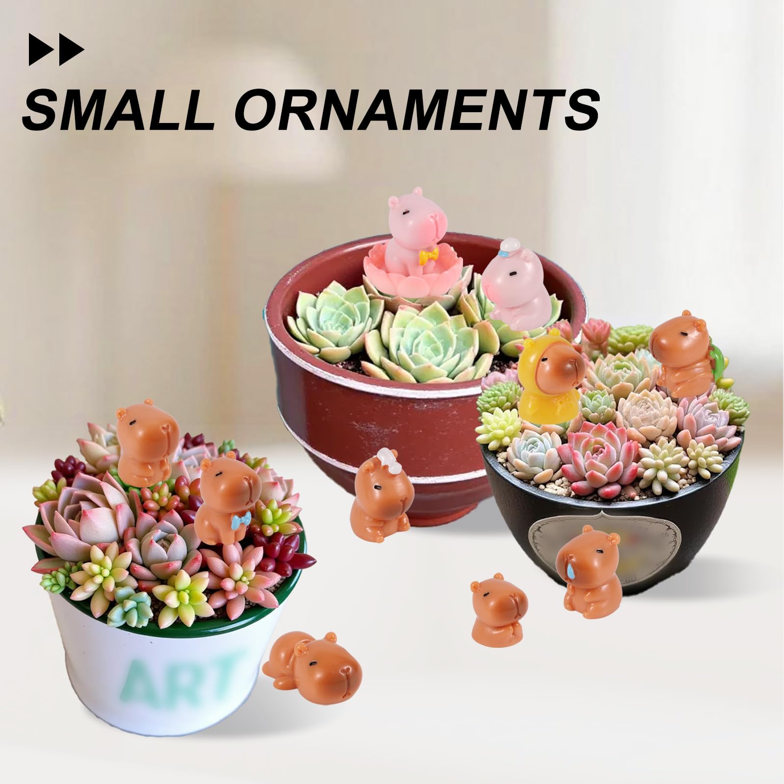 lasuroa 11szt Mini Figurki Kapibary, Super Urocze Miniaturowe Żywiczne Kapibary Małe Małe Zwierzęta Ozdoby na Torty Dekoracje Pulpitu Samochodu Deski Rozdzielczej Domku dla Lalek i Ogrodu Wróżek