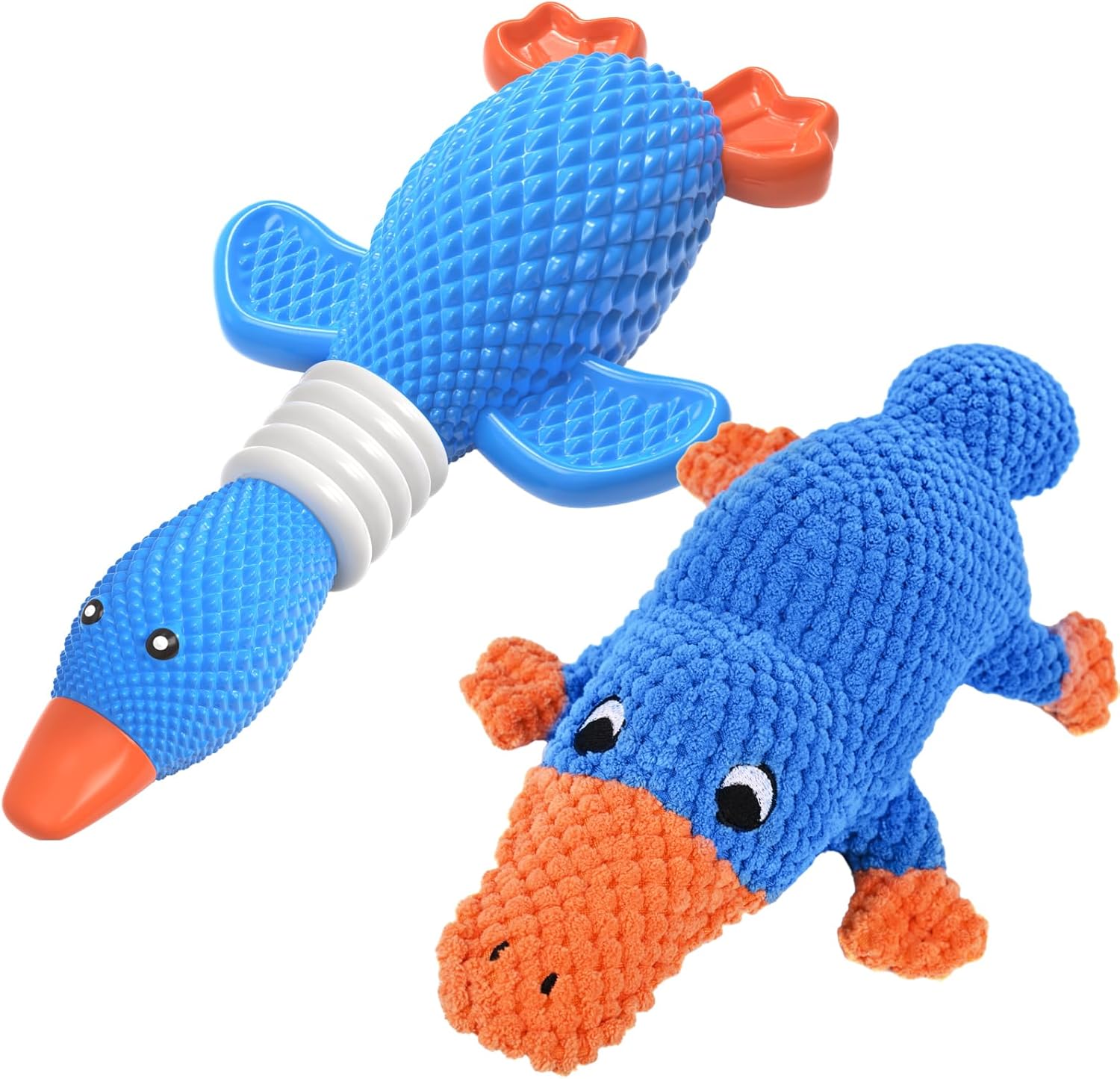 Vitscan Tough Nylon Goose & Durable Plush Blue Platypus Dog Toys for Small, Medium, Big and Large Dogs for Chewing, Teething, Tugging