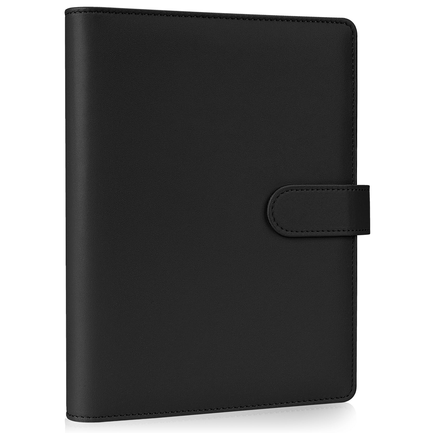 AKONEGE PU Leather A5 Ring Binder with Magnetic Closure 6 Ring Binder Cover for A5 Filler Paper, Refillable Notebook, Budget Binder Planner for Business, Travel Diary, Work, Black (No Inner Pages)