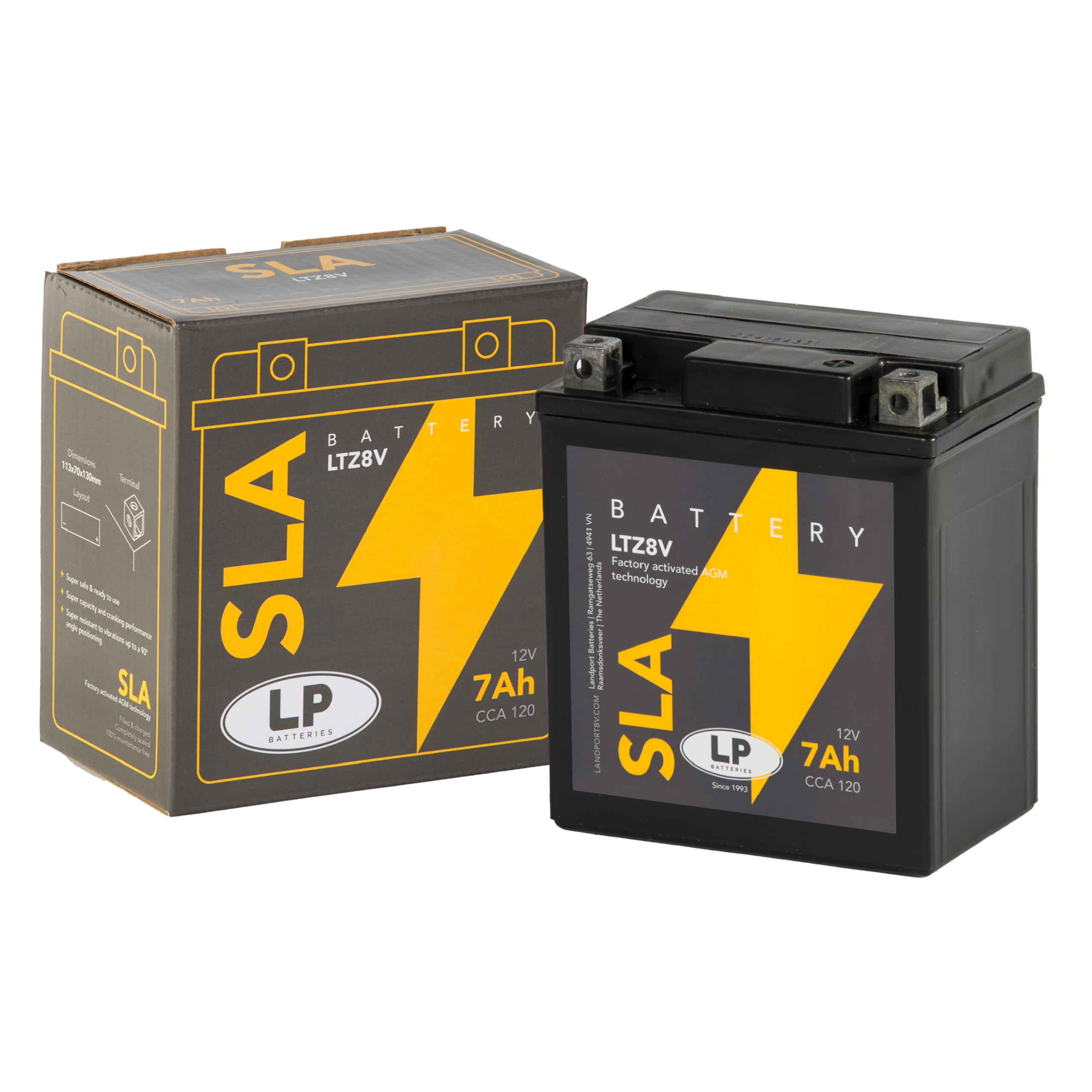 LANDPORT Batterie LTZ8V 12V 7Ah kompatibel für Honda CBF 500, CMX, CRF 250, Forza 125, PCX 125 150, SH Scoopy, Yamaha MT-03, X-Max 125 300