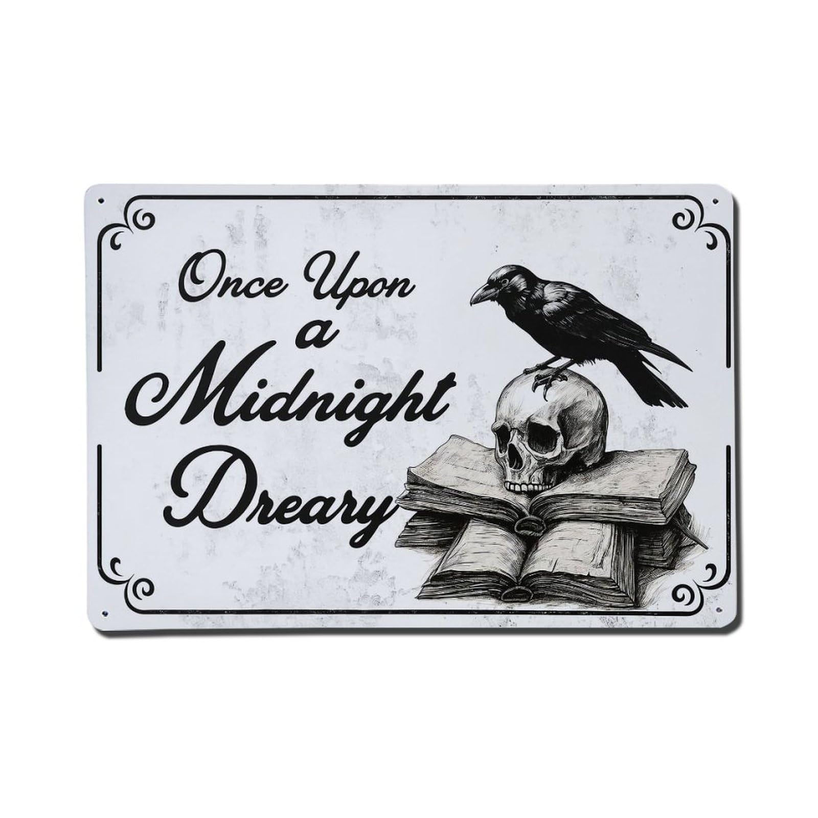 Nestemfo Vintage Once Upon A Midnight Dreary Tin Sign Metal Sign, Living Room,Bar, Home, Bedroom Wall Decor,Retro Metal Poster 8X12 Inches