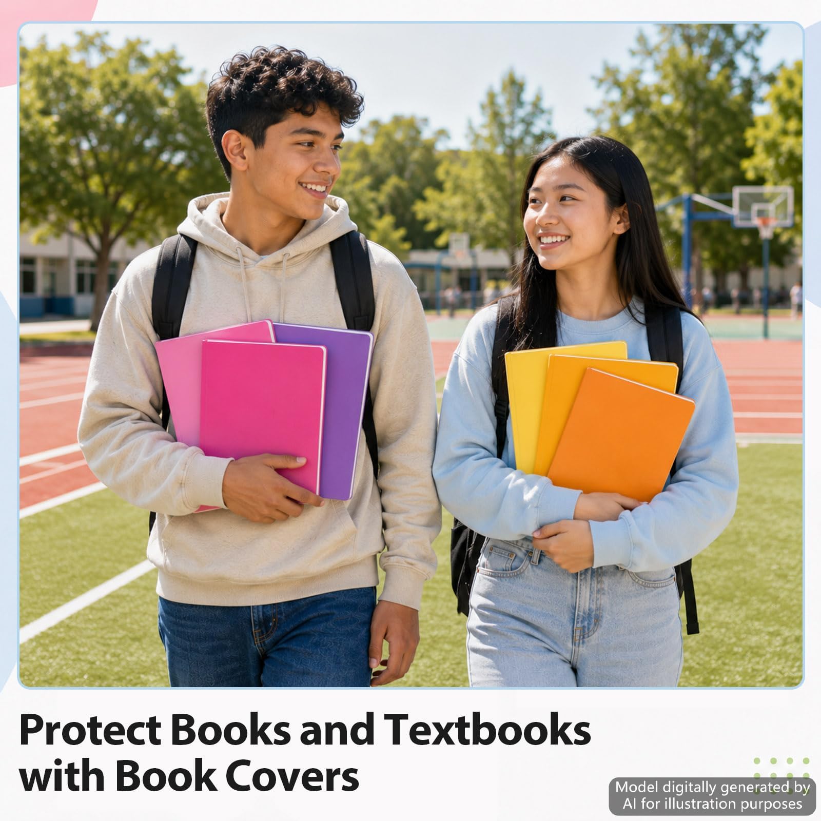 gisgfim Paquete de 12 fundas elásticas para libros de texto de tapa dura, lavables y reutilizables, de tela jumbo, libros de hasta 9 x 11 pulgadas, 12 colores surtidos, volver a suministros (arcoíris)