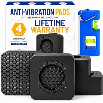 Anti Vibration Pads for Washing Machine and Dryer Set of 4 - Washer Anti Vibration Pads with HexiGripTM - Washing Machine Accessories & Leveling Pads - Vibration Dampening Mat