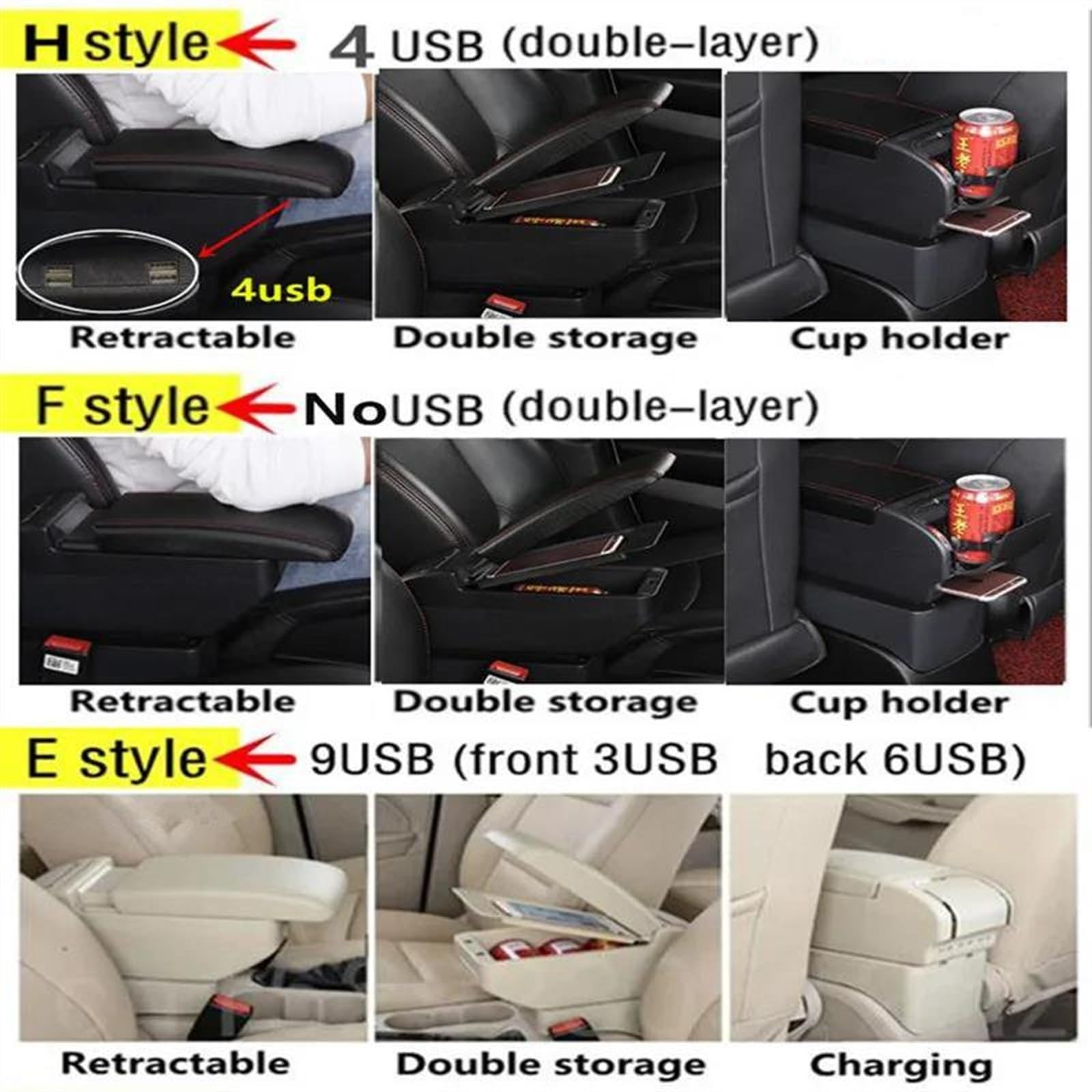 2005-2024 Scatola Bracciolo Con Supporto Multifunzionale Accessori Per La Modifica Degli Interni Dell'auto Cuscino In PU Per Swift Consolle centrale(F Black Red No USB)