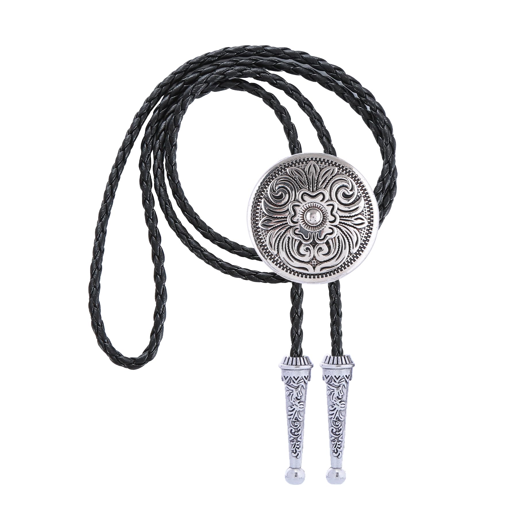 Floral Bolo Tie for Men Womens Bolo Tie Necklace Native American Black Men's Bolo Ties Western Cowboy Bolero Ties