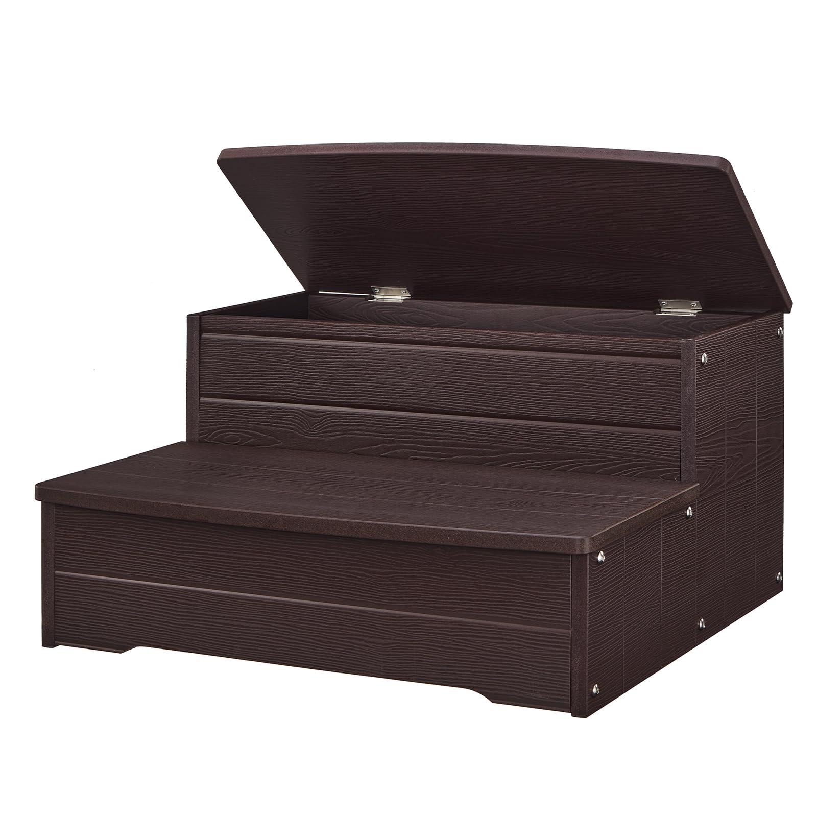 25'' Hot Tub Steps with Storage, Outdoor spa Steps.Non-Slip（Coffee
