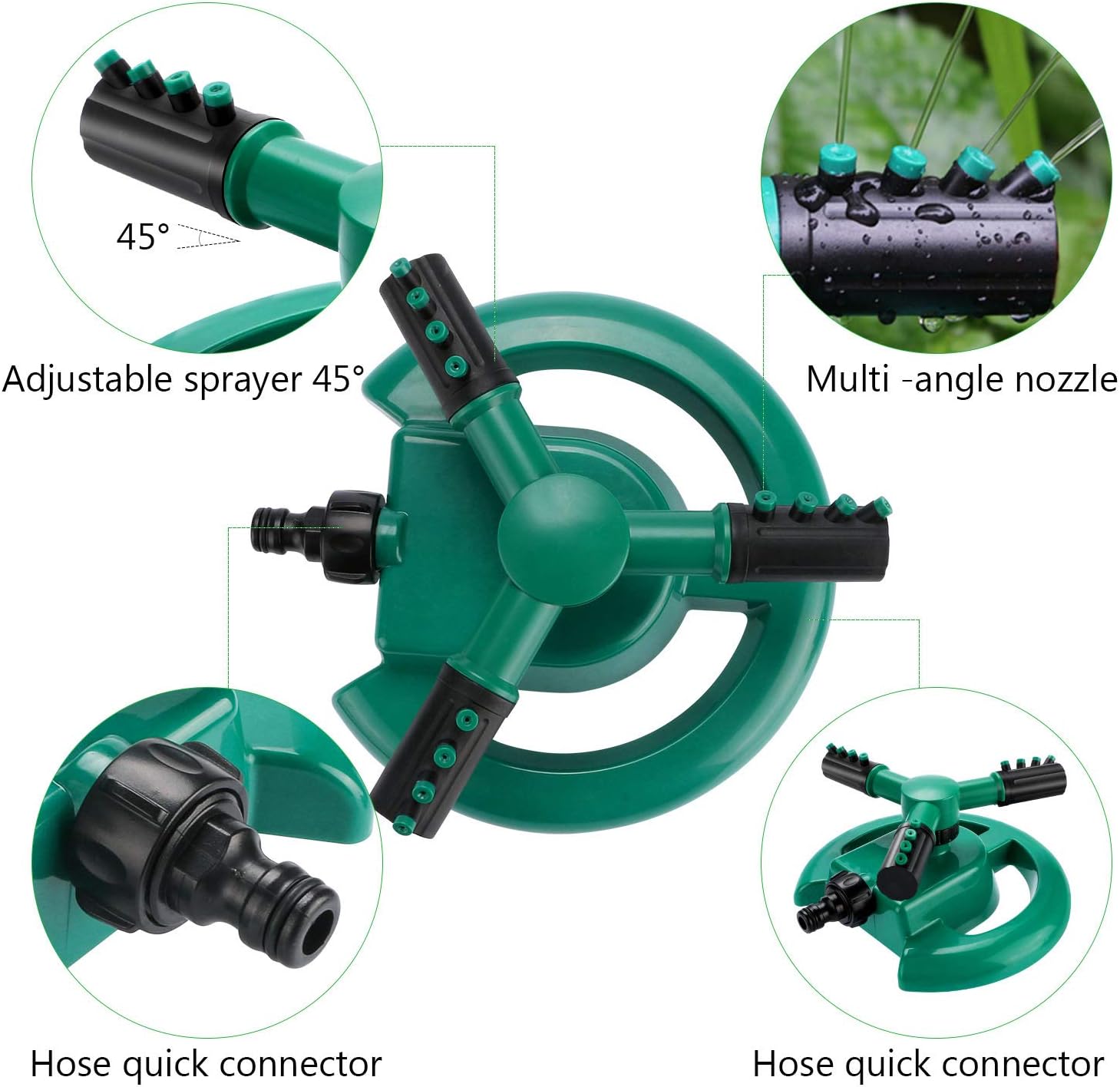 Philonext Garden Sprinkler,Automatic 360 Rotating Lawn Sprinkler, Large Area Coverage Sprinklers for Lawn and Garden , 3000 Sq Ft Water Sprinklers,Garden Hose Sprinklers Heavy Duty (Lunular)