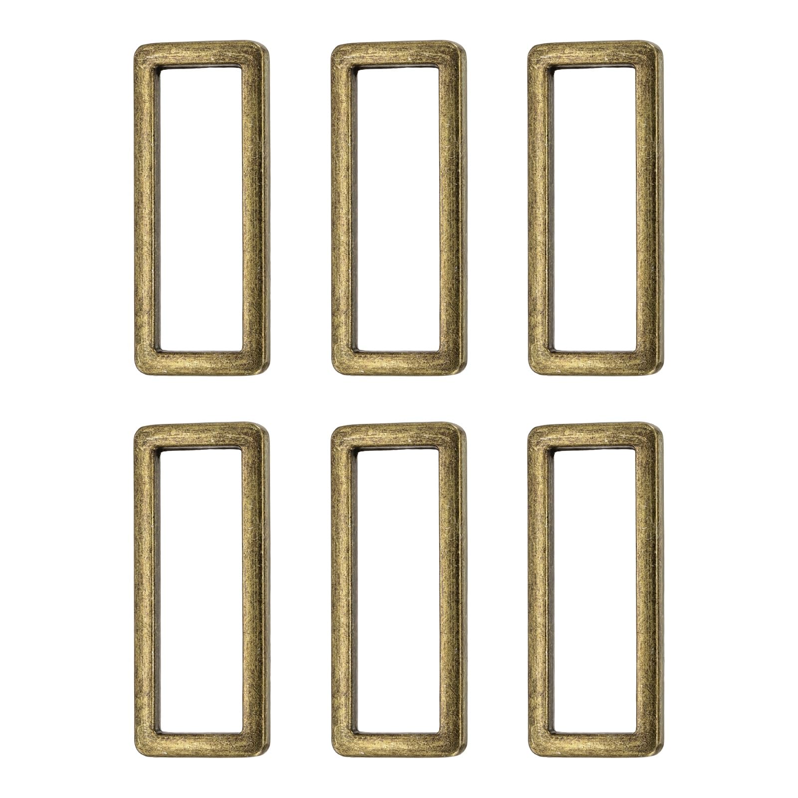 sourcing map 6 Pcs Metal Flat Rectangle Rings Buckle, 1-1/2" / 38.9mm Rectangle Rings Square Loop Webbing Belt Buckle for Bag Belt Keychains DIY Loop Purse Making, Bronze