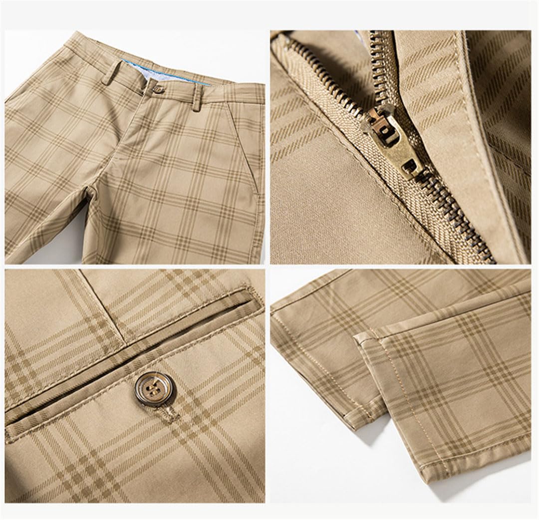 Vogrtcc Pantalones A Cuadros para Hombre Pantalones De Traje De Oficina De Ajuste Regular Pantalones De Vestir Formales