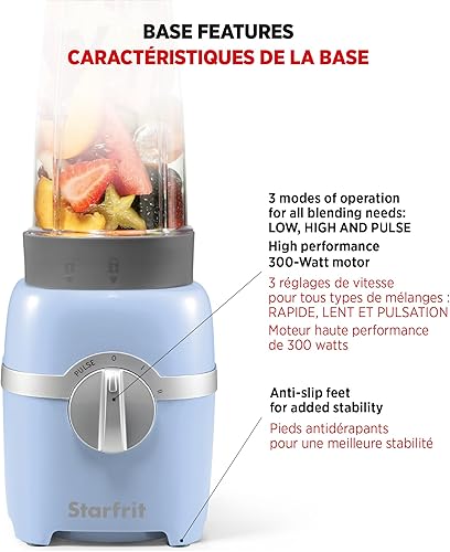 Miniatura 6 de Starfrit Licuadora personal - Dos tazas de 28.0 fl oz - Modos alto, bajo y de pulso - 300W - Azul cambray