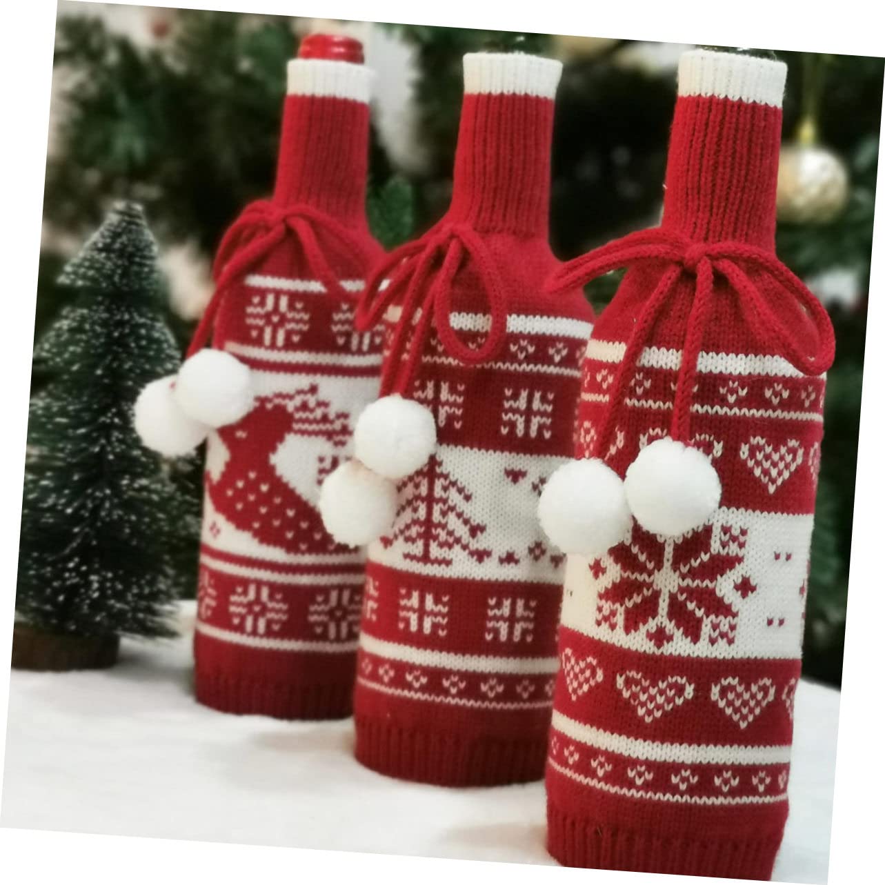 Toyvian 9pièces Housse De Bouteille De Motifs De Sapin Renne Et De Décorations pour Bouteilles Réutilisable Et Chic pour Amateurs De
