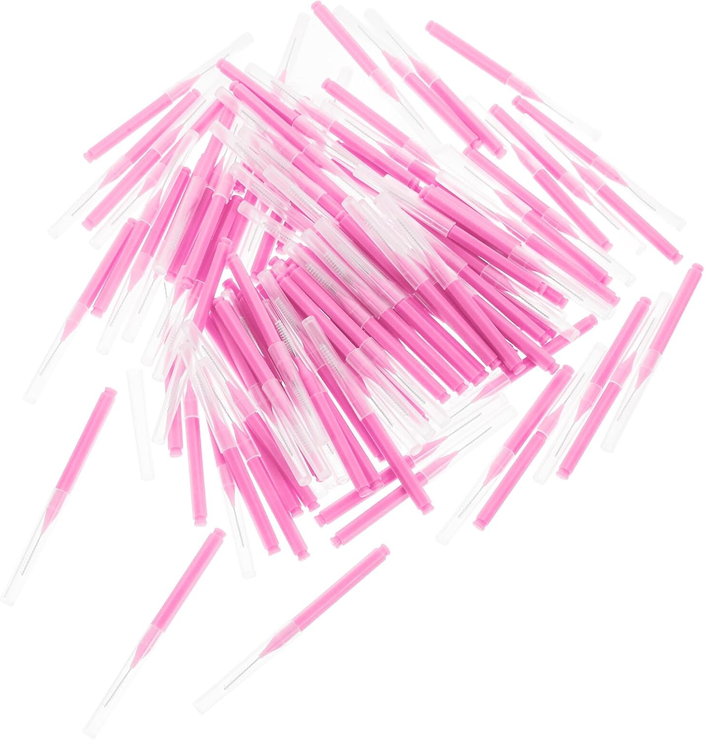 Holibanna 100pcs Pink Interdental Brushes Soft Bristled Dental Picks for Braces Cleaning Gum Care Mini Toothbrush Set for Oral Hygiene
