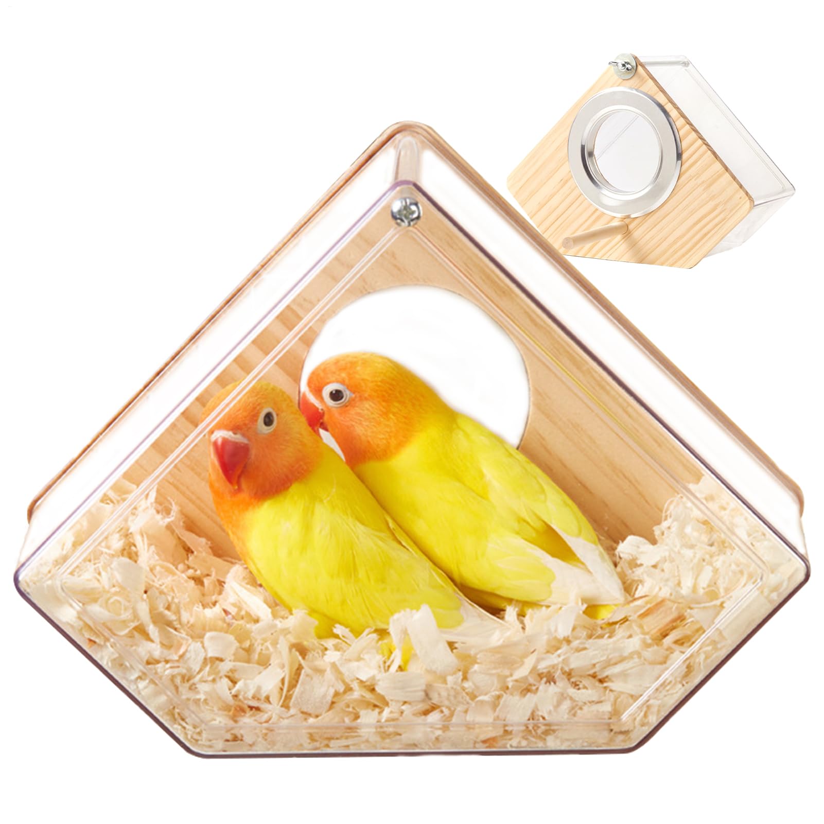 Bird Nesting Box - Breeding Box for Parrot, Small Birds Breeding Box Transparent Bird House for Cage with Perch for Parrot Parakeet