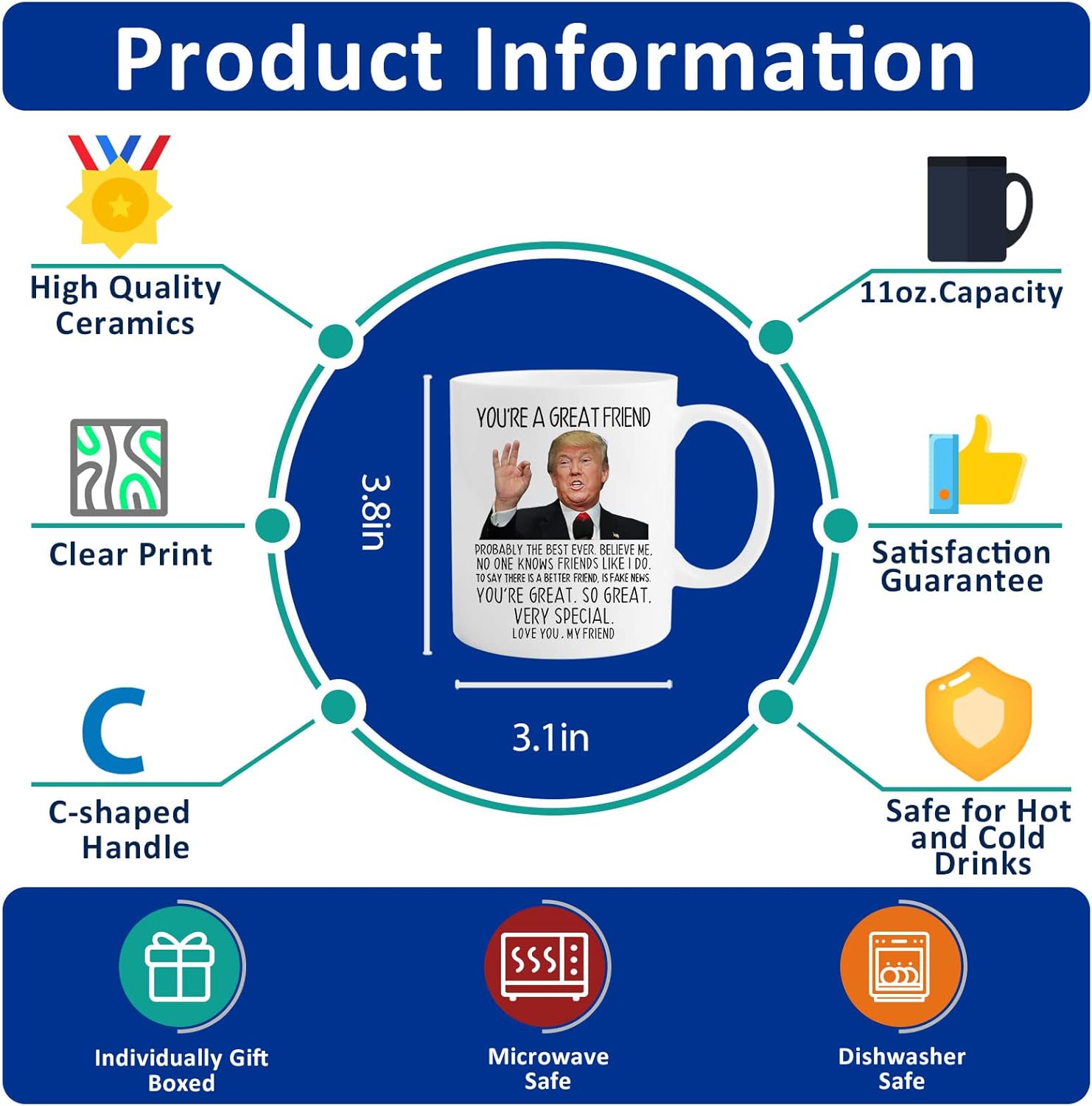 Aurahouse You're A Great Friend 11 Oz Coffee Mug, Christmas Gifts for Friends Men Women, Birthday Gifts for Best Friend, Funny Father's Day Gift Friends Present Ceramic Cup - Image 6