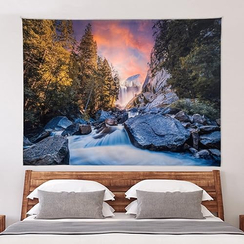 Miniatura 8 de willyang Tapiz de cascada de Aurora púrpura, paisaje natural de bosque misterioso, sueño de cielo misterioso, tapiz decorativo hippie, 70.8 x 90.5