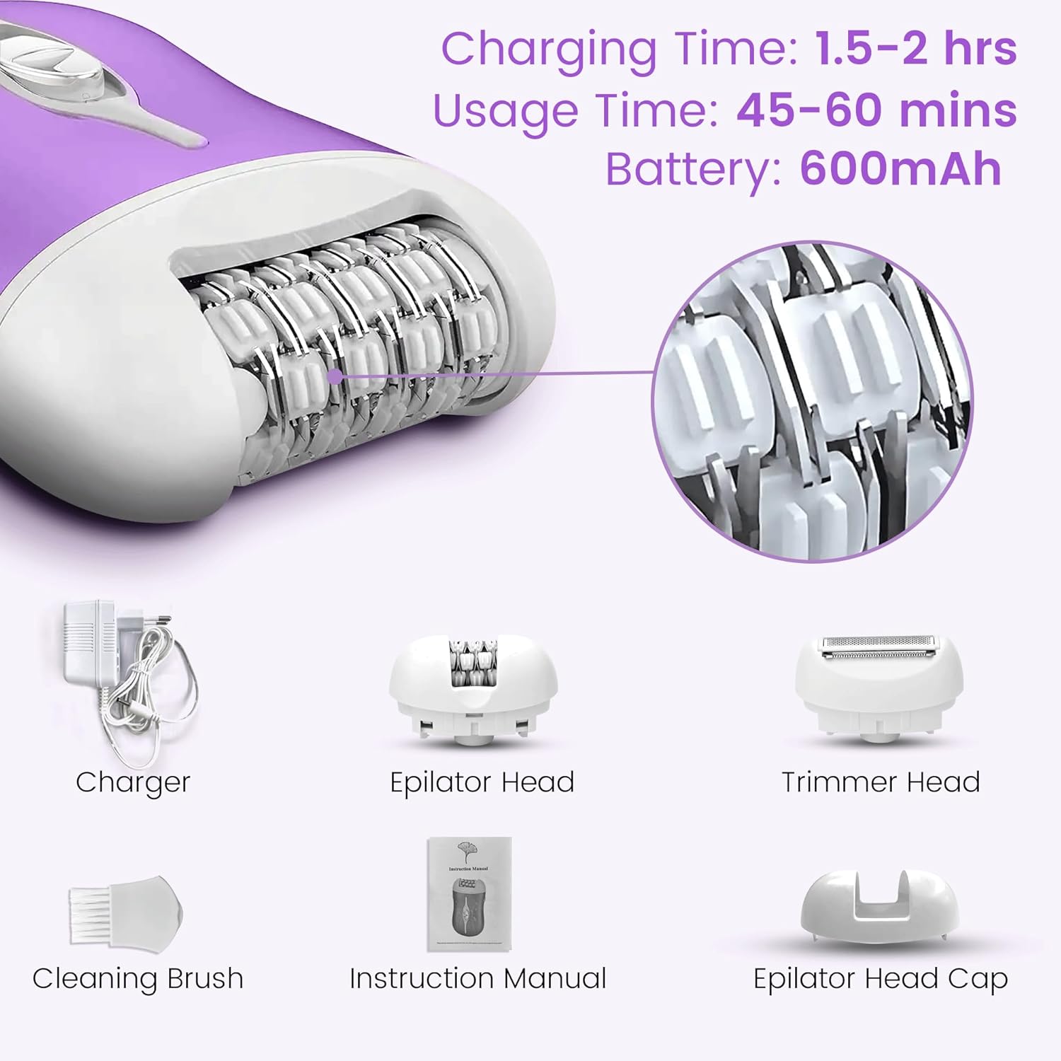 Azah Epilator for Women | 2 in 1 Hair Removal Machine | Cordless & Rechargeable Facial Hair Remover for Women | Electric Epilator for Women Full Body | Facial Hair Removal Machine 6 71Ky7JMl3eL. SL1500