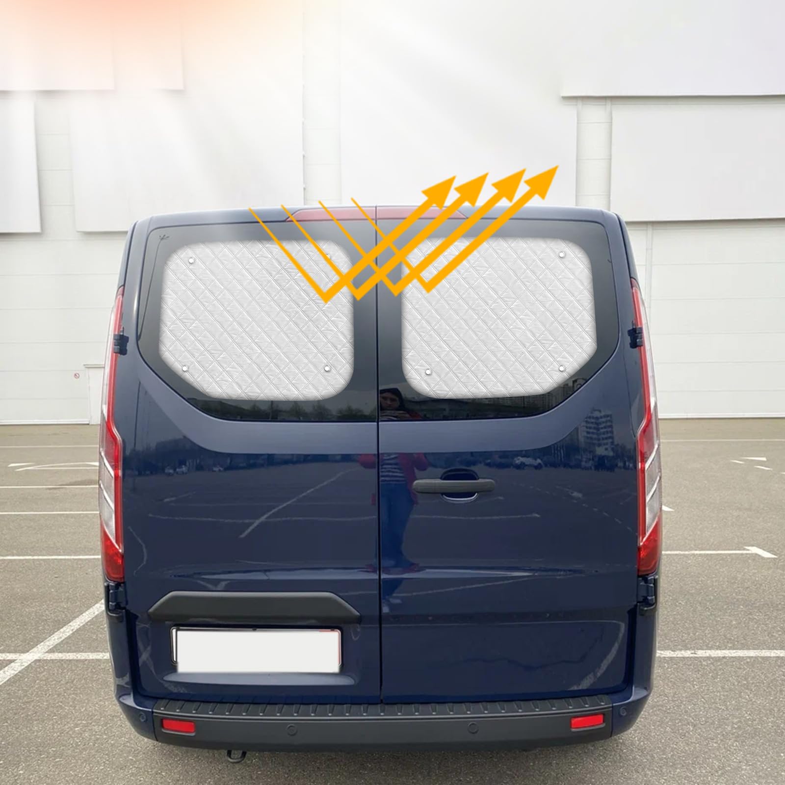 Pare-Soleil pour Pare-Brise Compatible avec Ford Transit Custom 2012-2025, Pare-Soleil de Lunette Arrière à Double Porte