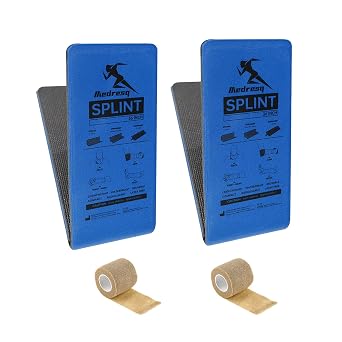 2pc First Aid Splint Kit Lightweight & Reusable Arm and Leg Fracture Support for Trauma Emergencies, Essential First Aid Equipment for Home, Car & Outdoor Use Blue