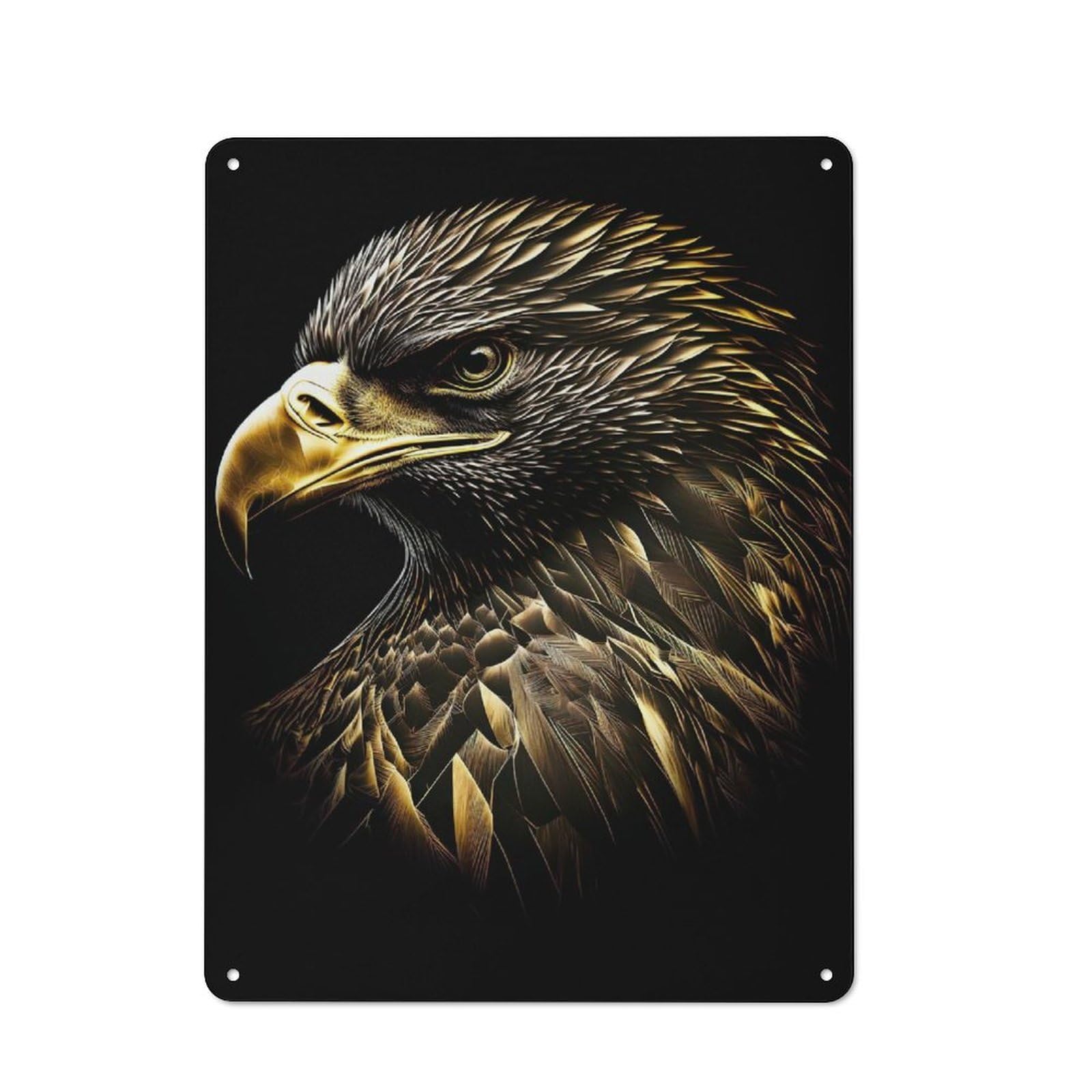 Junmoney Style-24 The Gold Black Eagle Retro Tin Sign 40X30cm For Hallway Wall, For Home Decor Fans Who Collect Metal Signs
