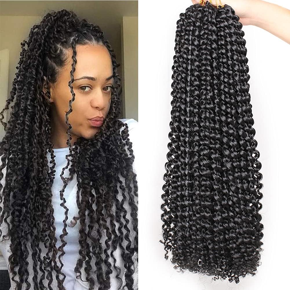 Xtrend 24 Inch Black Passion Twist Hair, 7 Packs, 18 Strands/Pack Water Wave Bohemian Crochet Braids for Butterfly Locs
