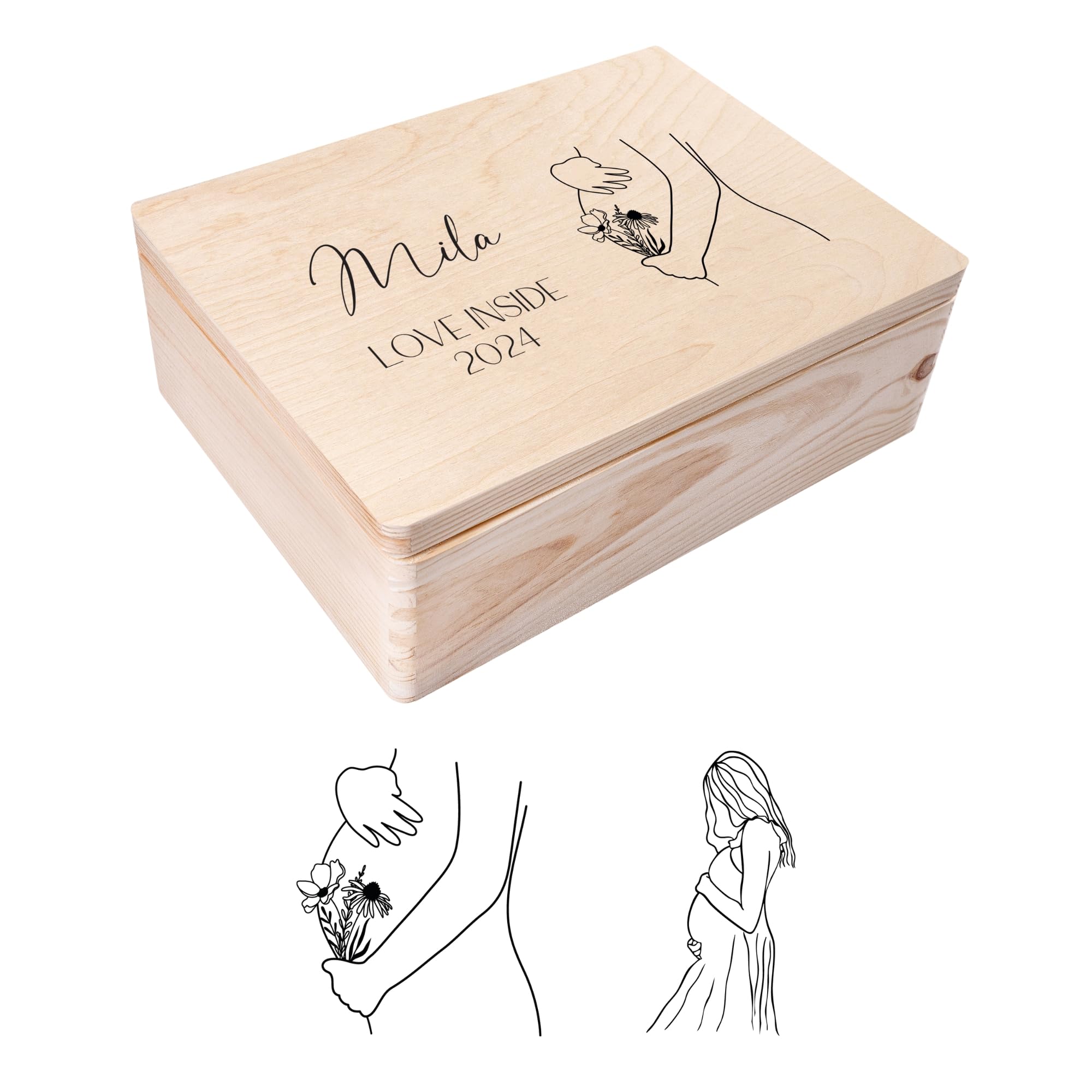 Creative Deco Wooden Storage Box, Unpainted Pine 40x30x14