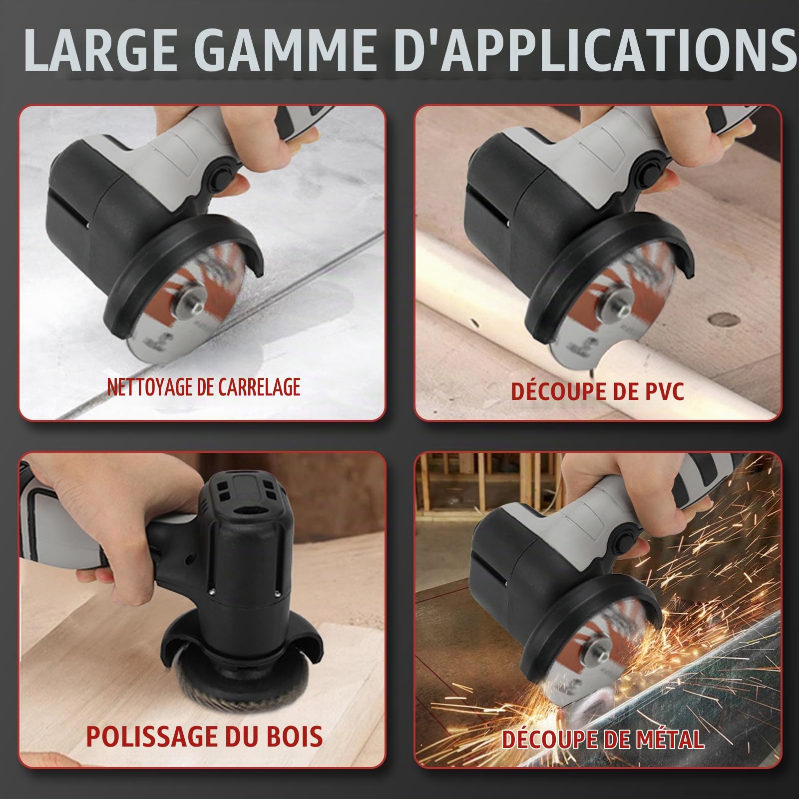 Mini Meuleuse D'Angle Sans Fil, 14000RPM 16.8V Professional Disqueuse avec 2 batteries 2000mAh, 20 Disques à Tronçonner 75mm, Meuleuse d'angle pour Meuler et Polir, Couper