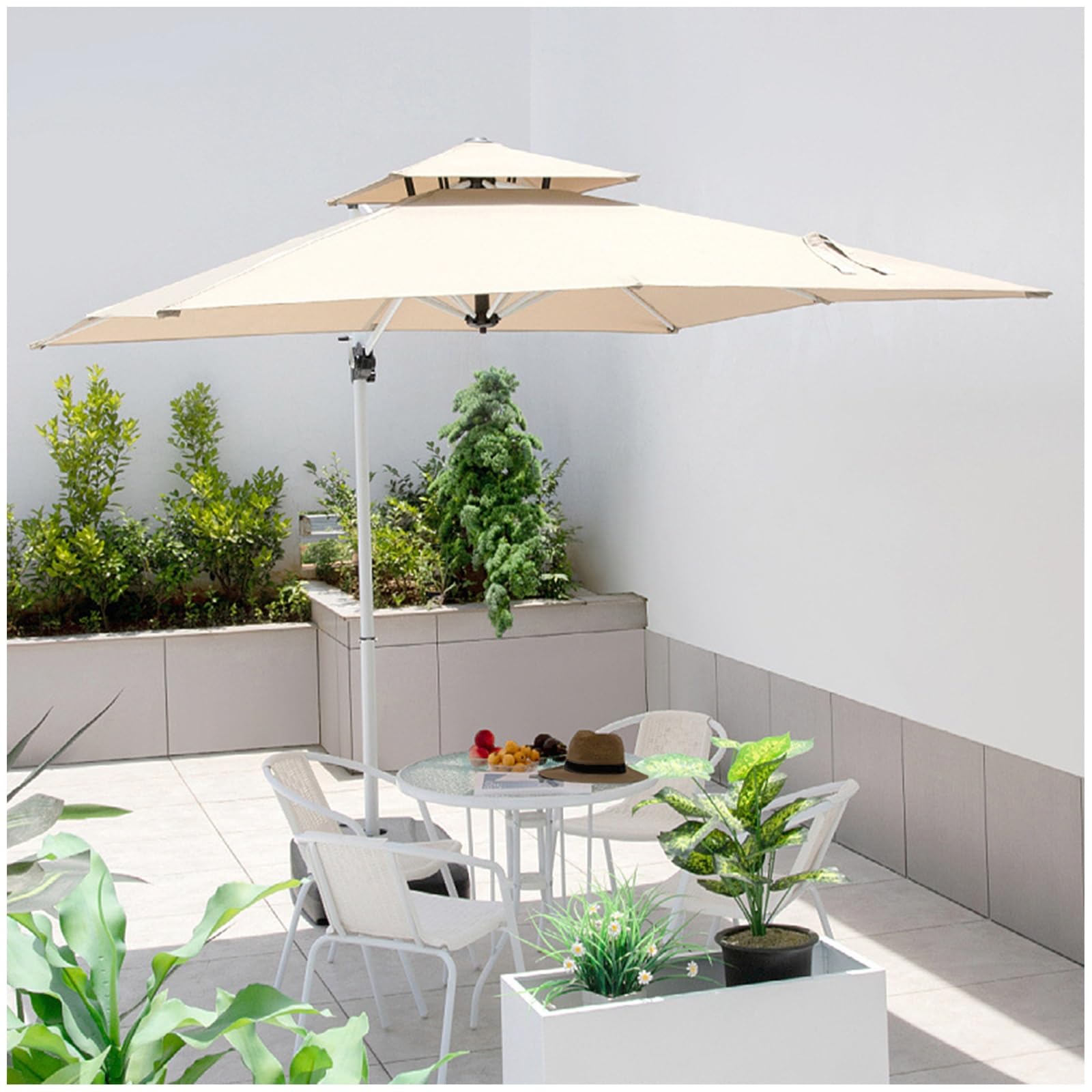 Wymiana baldachimu parasola tarasowego z przesuniętym kwadratem, górna część wentylowanej osłony przeciwsłonecznej (nie obejmuje wspornika montażowego)(Beige,3x4.0m)