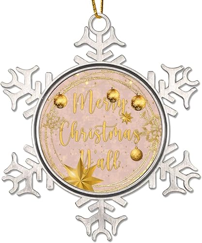 Miniatura 13 de Metal Christmas Tree Hanging Ornaments Gold Snowflake Ball Wreath Metal Snowflake Christmas Tree Hanging Ornament Merry Christmas Y'all Christmas