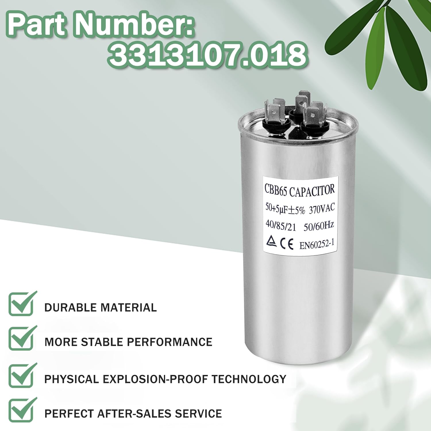 Upgrade 3313107.018 RV Air Conditioner Motor Capacitor 50/5 MFD Compatible with Dometic 50/5 MFD 50+5 uF ±6% 370/440V AC Capacitor Service Kit, Compatible with Heat Pump Air Conditioner or AC Motor