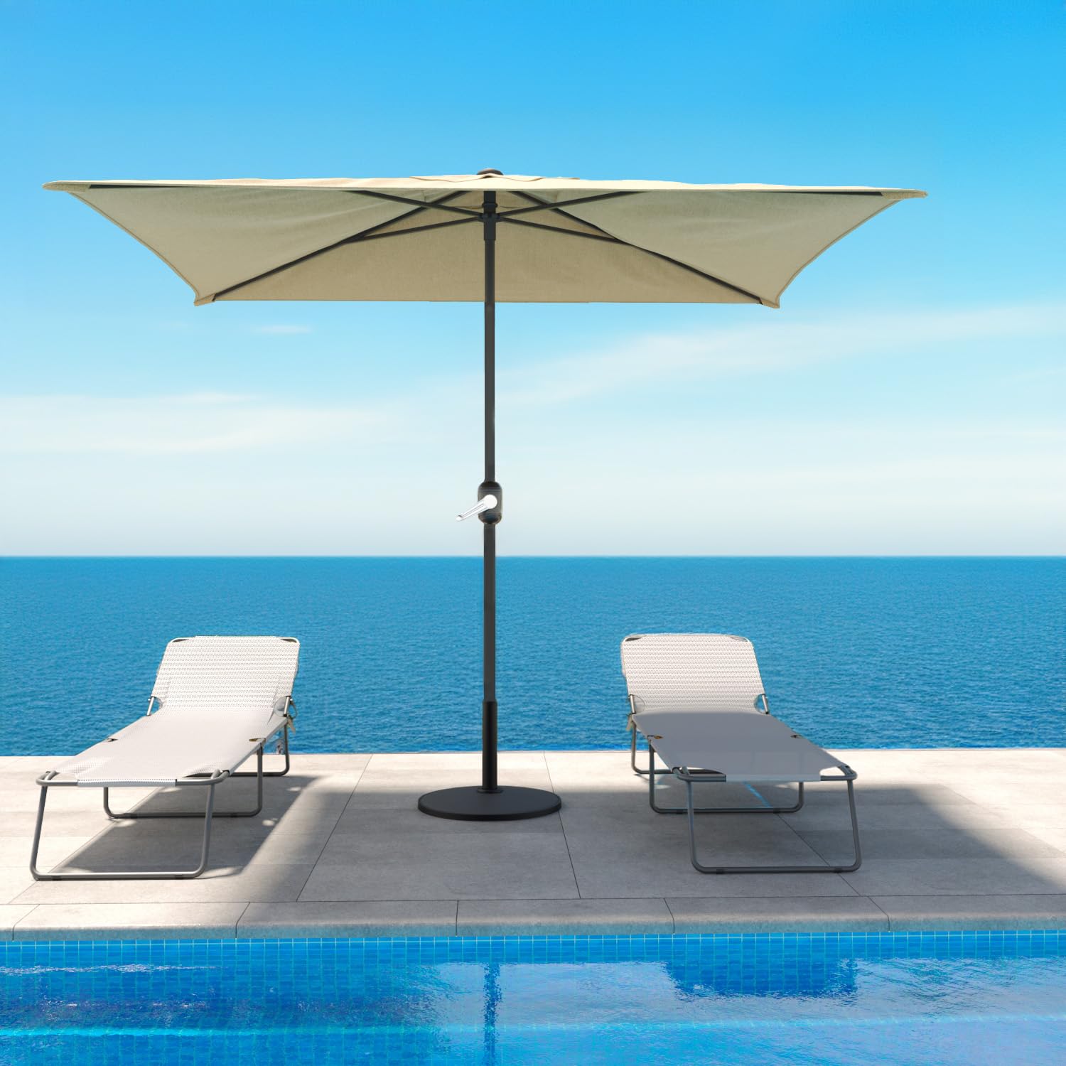 Arreditaly Ombrellone Rettangolare 3 x 2 M Da Giardino Parasole Per Balcone Con Air Vent Apertura A Manovella Anti UV Idrorepellente Per Mare Spiaggia Piscina Terrazzo Design Bahamas