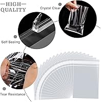 Vista 3 de 50 bolsas de celofán transparentes autosellantes de 10 x 13 pulgadas, para adaptarse a A4, ropa, camisetas, envoltorios decorativos, recuerdos