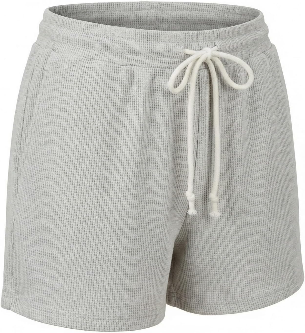 Women Waffle Knit Shorts with Elastic Waistband and Pockets, Casual Lightweight Shorts for Summer Activewear and Daily Wear