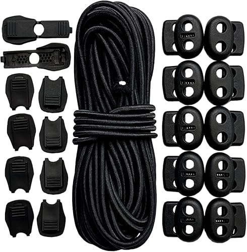 Amazon Co Jp 靴紐 結ばない シューレース ゴム紐 弾性ロープ スプリングコードストッパー ショック コードエンド アウトドア用ゴムロープ 21点セット 2 8mm 10m 弾性コード テント 衣類 リュックサック 運動服な 超耐久 軽量 交換用 補修用 Diy 素材 ホビー