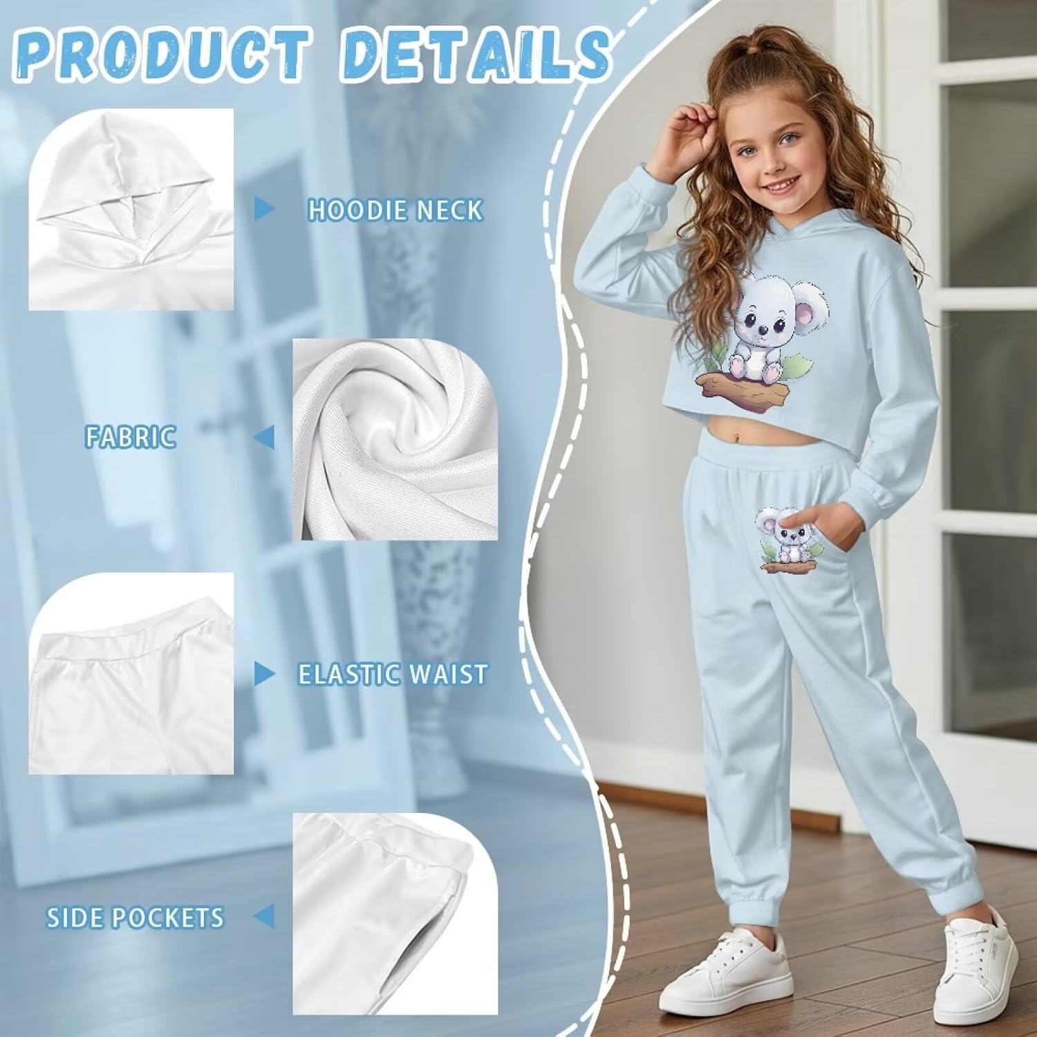 Girls 2 Piece Outfits Tracksuit Hooded Sweatshirt and Sweatpants Girls Jogger Set Size 4-13