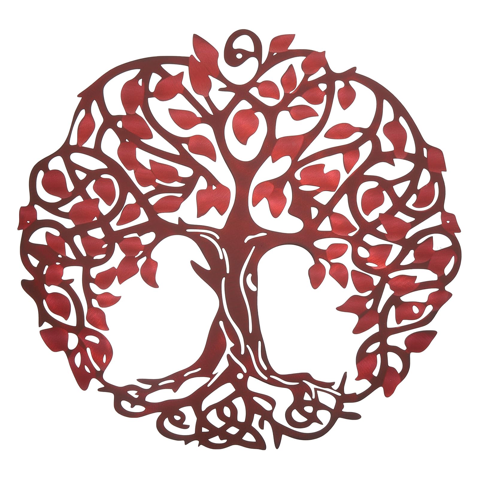 PATIKIL Decoración de pared de árbol de metal, escultura de pared del árbol de la vida, adorno colgante de pared para el hogar, interior y exterior, rojo y marrón