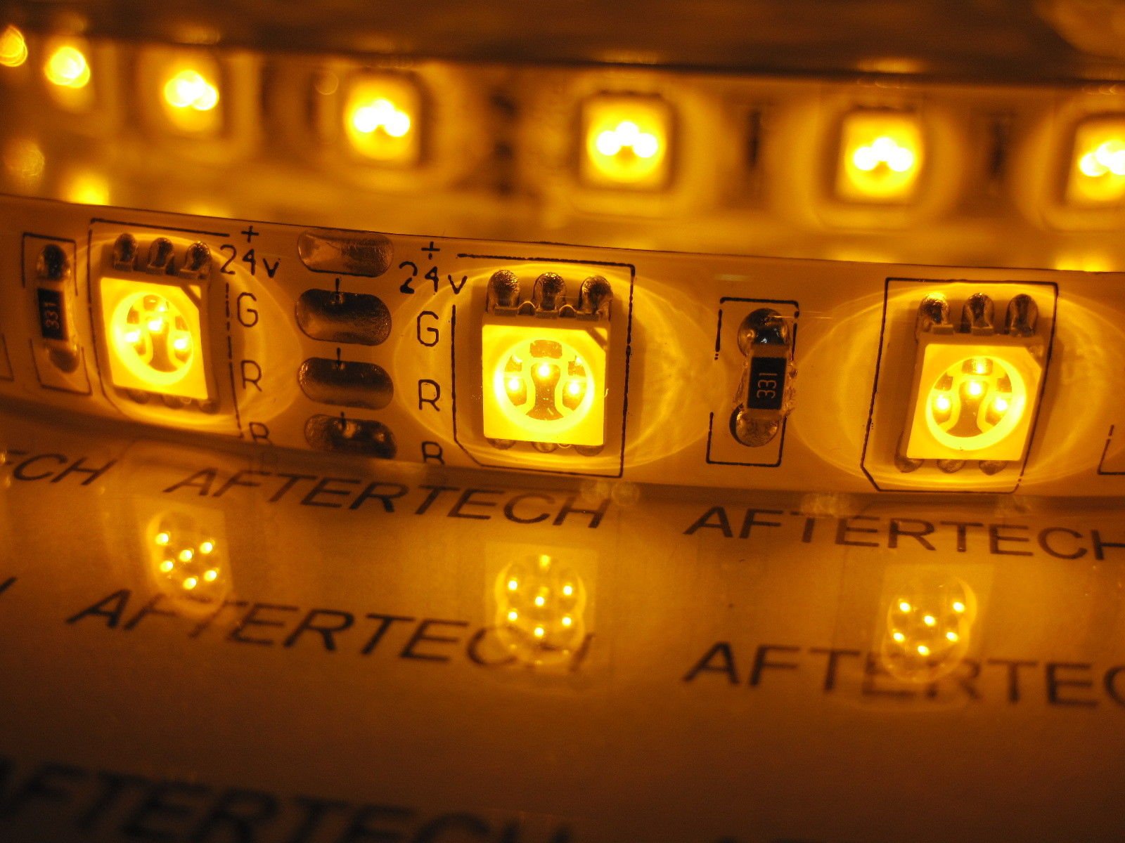 Aftertech® 72w 24v 24volt 5m smd5050 ARANCIONE GIALLO IMPERMEABILE LED STRIP STRISCIA C5C2