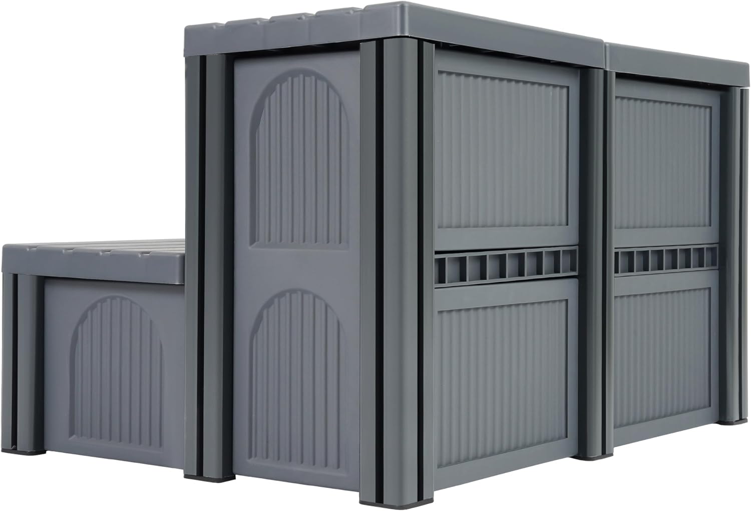 Universal 27" Hot Tub Steps 2-Step Spa Stairs with Storage 200 LBS Capacity Textured Step for Hot Tub/Camper/SPA Pool/Pet Stairs Charcoal Grey