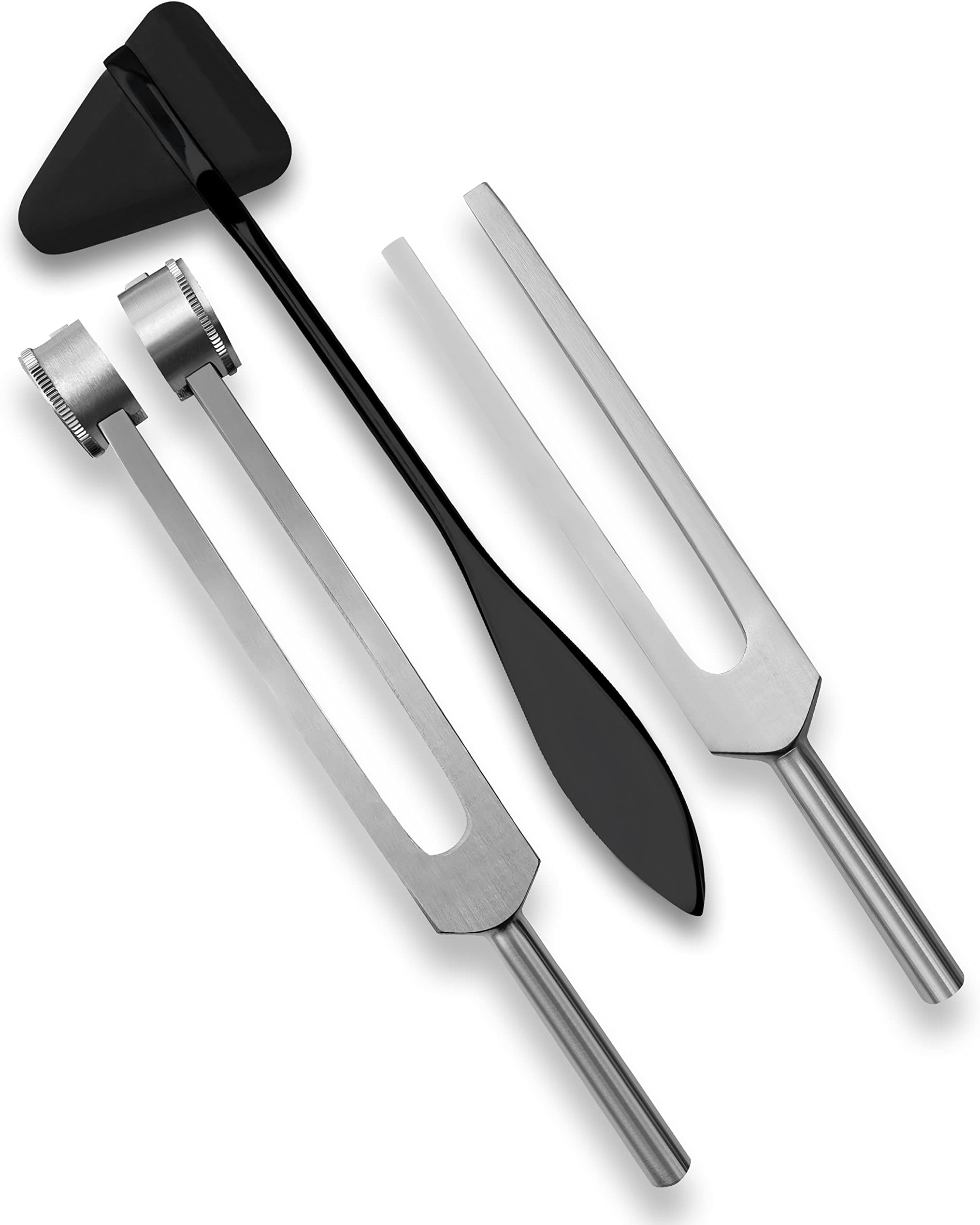 SURGICAL ONLINE Set of 3 Pcs Aluminum Sensory Tuning Forks C 128 512 + Taylor Percussion Hammer Mallet, Superior Diagnostic Kit