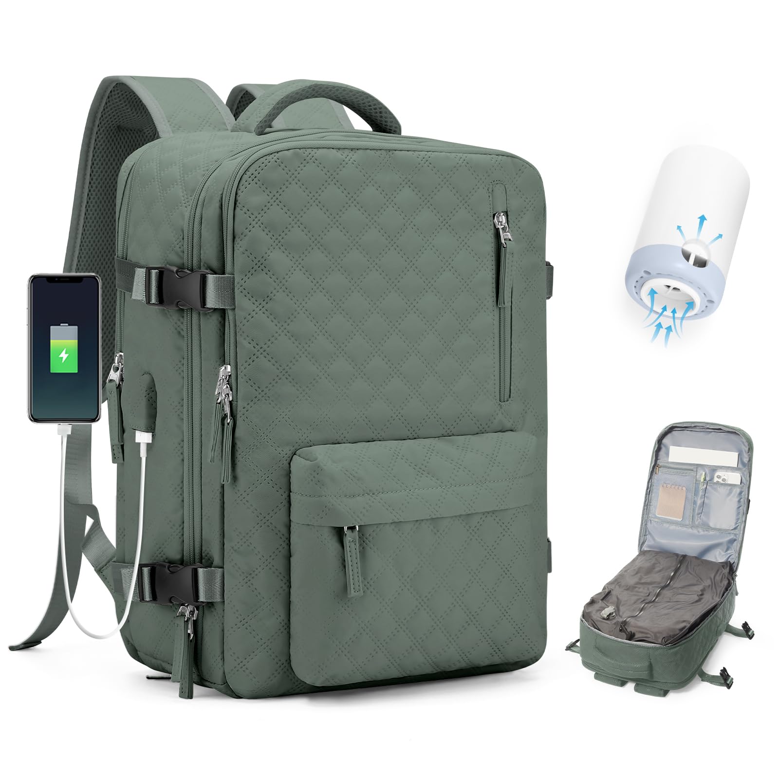 BJLFS Zaino Ryanair 40x30x20 Sottovuoto con Pompa Zaino da Viaggio Ryanair 40x20x25 Borse da Cabina per Wizzair Bagaglio a mano Easyjet Sottovuoto Zaino Casual per Laptop 14 Pollici