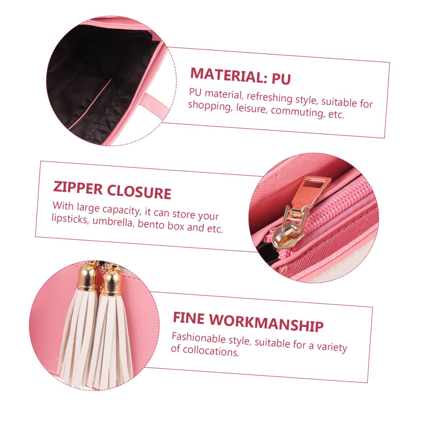 PACKOVE Bolso con Compartimentos de Pu para Mujer Conjunto de Bolso de Mano de Hombro con Gran Capacidad y Estilo Moderno para Ocio y Compras Color Aleatorio
