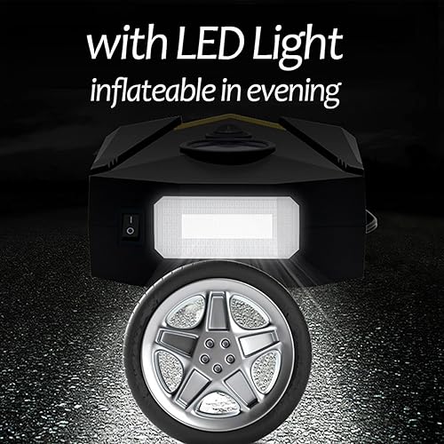 Miniatura 2 de Compresor de aire para inflar neumáticos con pantalla digital, inflador de neumáticos portátil de 120 W con luces LED, cable de alimentación de 9.2