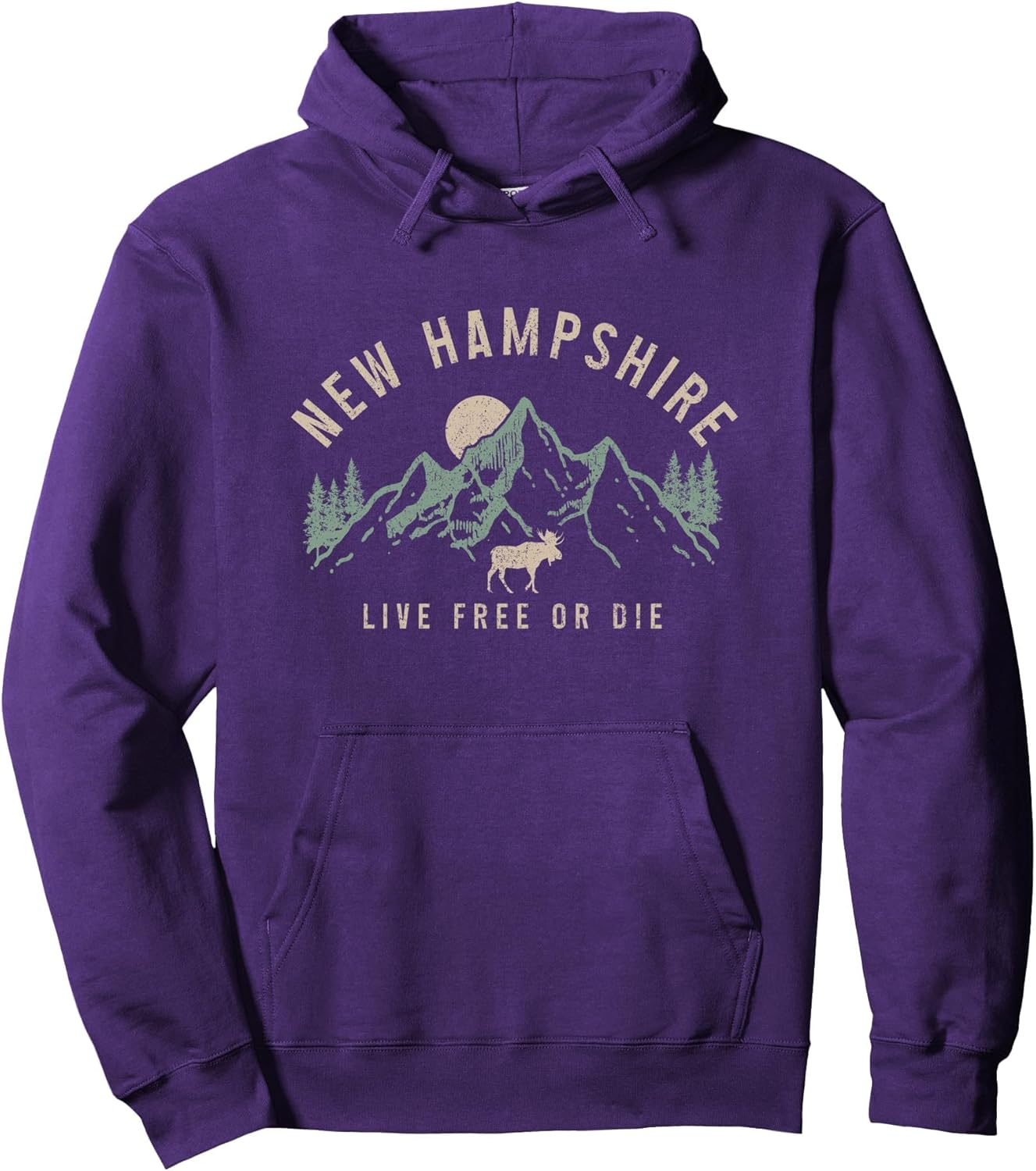 New Hampshire Vintage Pride Mountains Moose Pullover Hoodie
