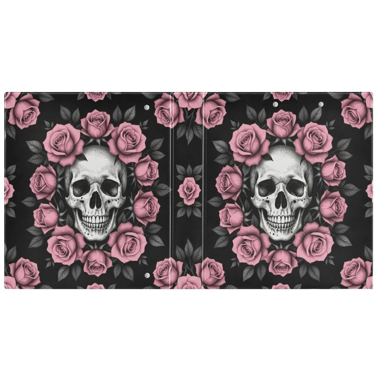 Raccoglitore a 3 anelli con portablocco floreale Sugar Skull Rose