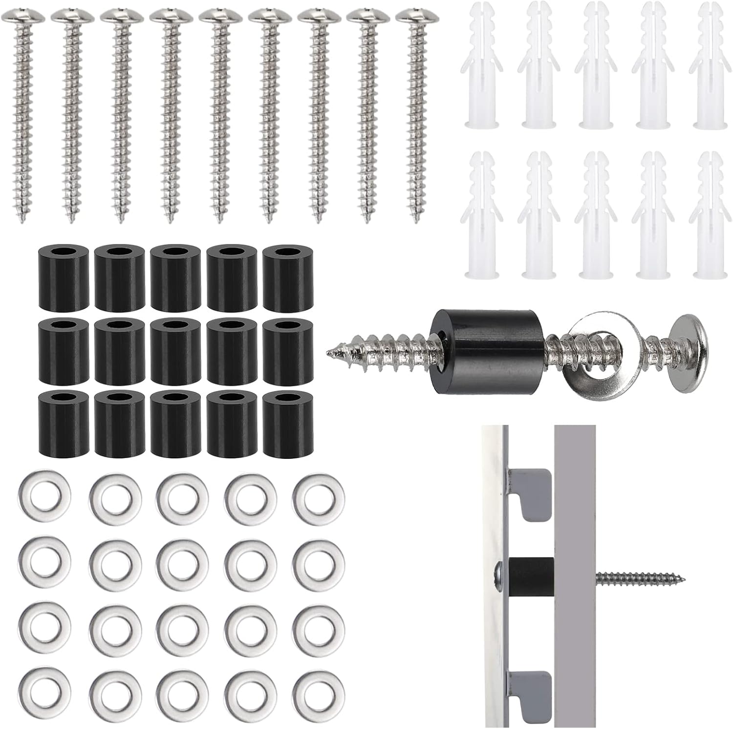 FandWay 25 Set (100Pieces) Pegboard Mounting Hardware Kit, Peg Boards
